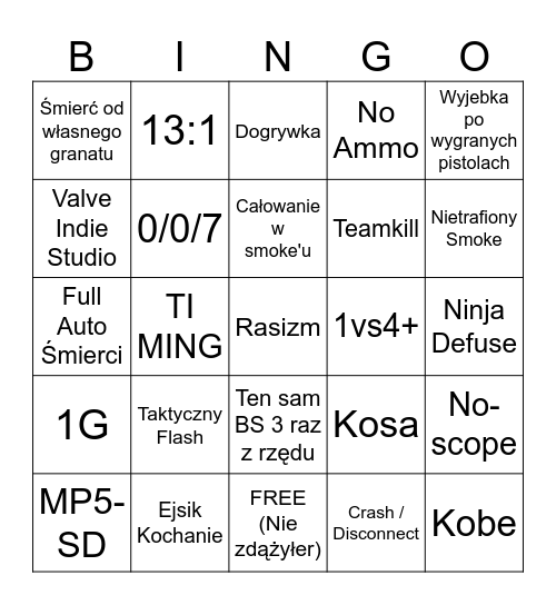 Arbaz Strike Bingo Card