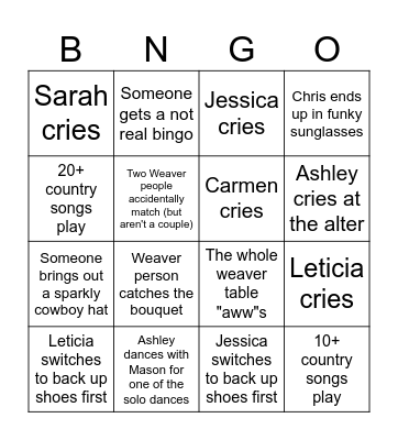 Ashley and Chris 2024 Bingo Card