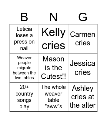 Ashley and Chris 2024 Bingo Card