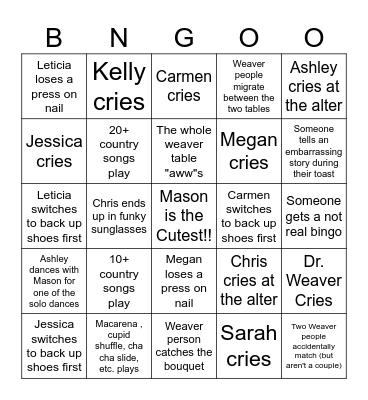 Ashley and Chris 2024 Bingo Card