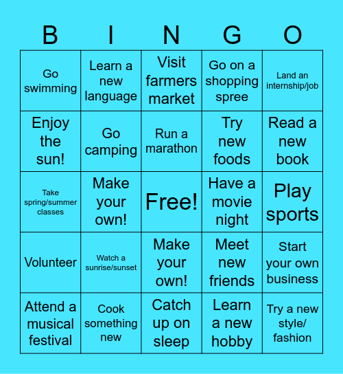 OptiMize Mingle Summer Bucket-List Bingo Card