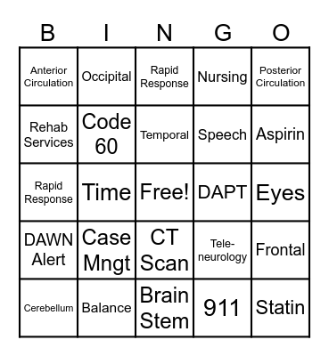 STROKE Bingo Card