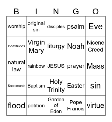 CCD Bingo Card