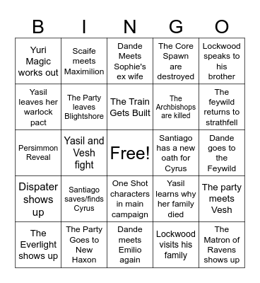Miskath Secrets Bingo Card