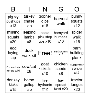 FARM ANIMAL BINGO! Bingo Card
