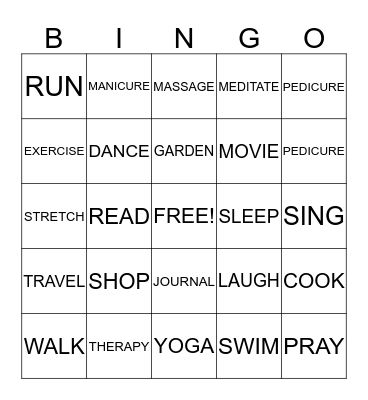 WAYS TO COPE WITH STRESS Bingo Card