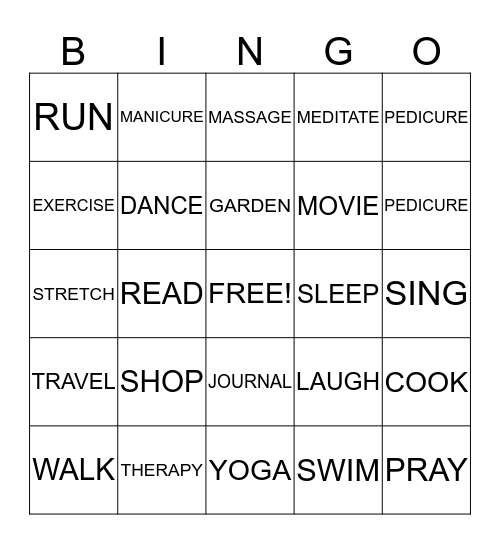 WAYS TO COPE WITH STRESS Bingo Card