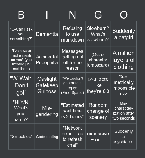 Character.ai Bingo! Bingo Card