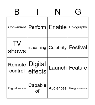 Technology and Entertainment Bingo Card