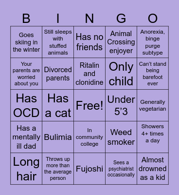 Tori Bingo Card