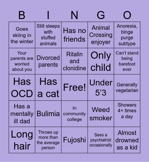 Tori Bingo Card