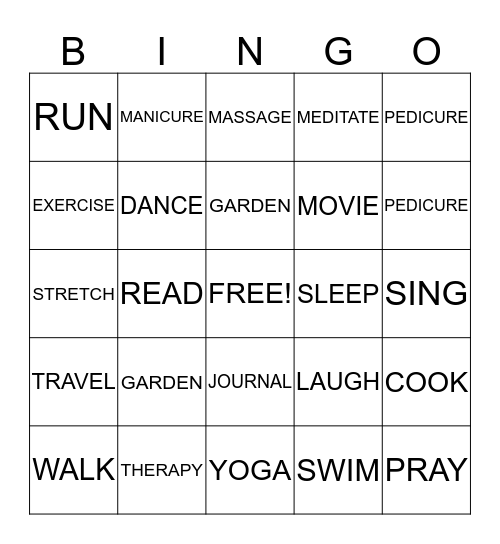 WAYS TO COPE WITH STRESS Bingo Card