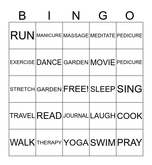 WAYS TO COPE WITH STRESS Bingo Card