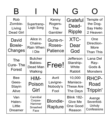 Radio Bingo Chantel & Trisha's Favorites Bingo Card