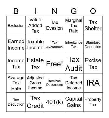 Taxes Review Bingo Card