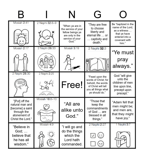 BOM Doctrinal Mastery Bingo Card