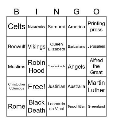 Story of the World Review Bingo Card