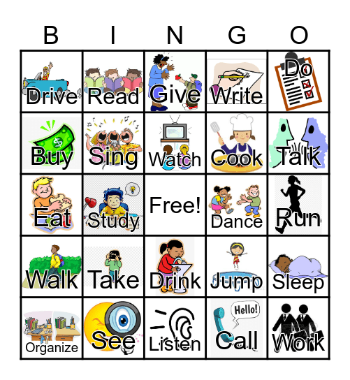 Practice with Verbs Bingo Card
