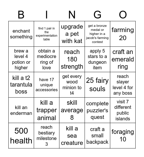 skyblock bingo Card