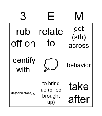 3EM SAP VOCABULARY Bingo Card
