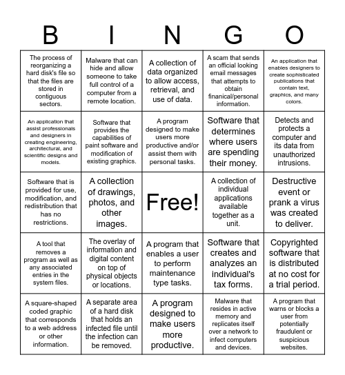 Module 4: Programs and Applications Bingo Card