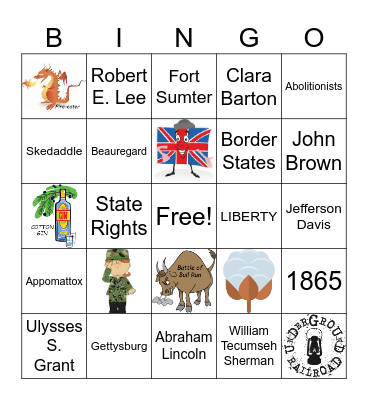 Civil War Bingo Card