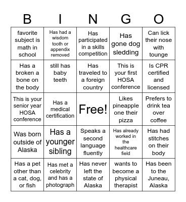 HOSA BINGO Card