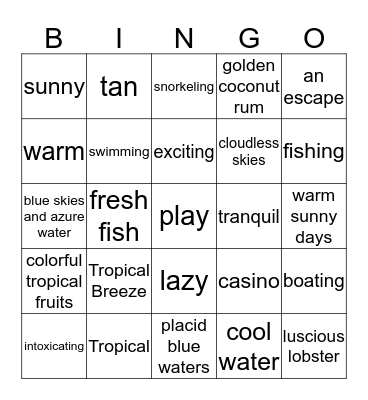 Island Bingo Card