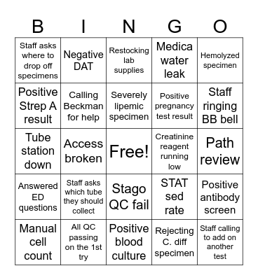 Lab Week Bingo Card