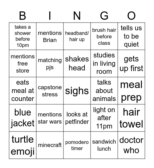 THERESAGO Bingo Card