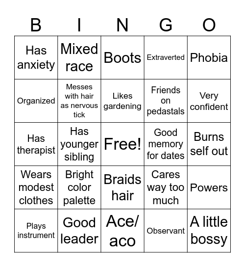 OC Bingo Card