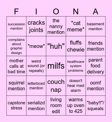 FIONAGO Bingo Card