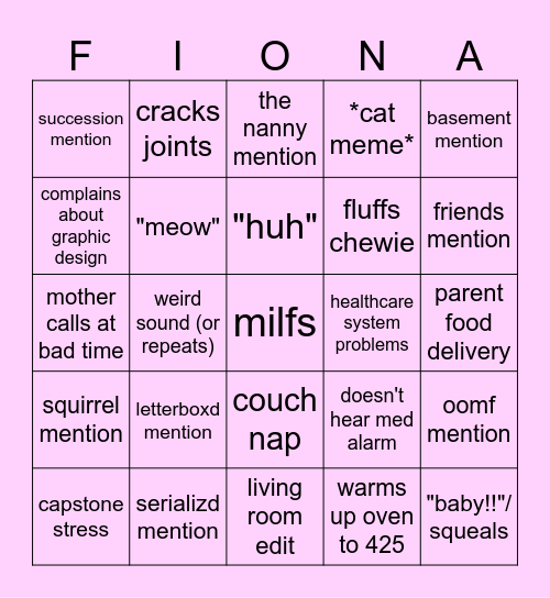 FIONAGO Bingo Card