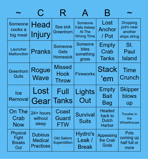 Deadliest Catch Bingo Card