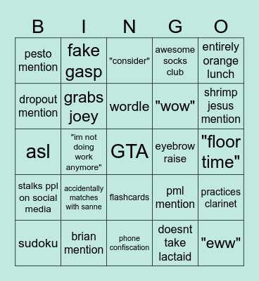 KELLIEGO Bingo Card