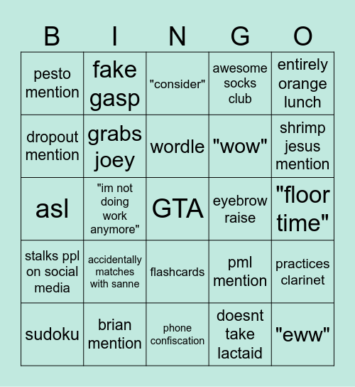 KELLIEGO Bingo Card