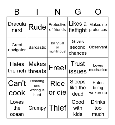 Mack Bingo Card