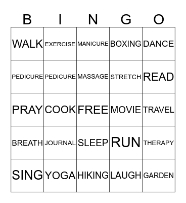 WAYS TO COPE WITH STRESS Bingo Card