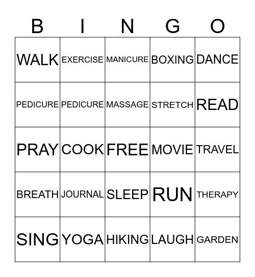 WAYS TO COPE WITH STRESS Bingo Card