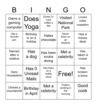 Synergy Squad Bingo Card