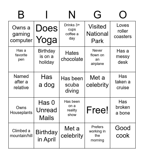 Synergy Squad Bingo Card