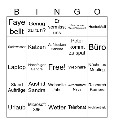 Meeting Bingo Card