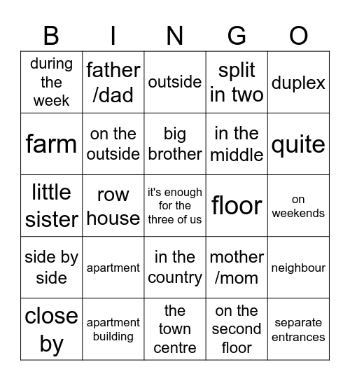 chapter 15 Bingo Card