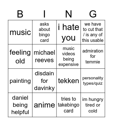 lil Bingo Card