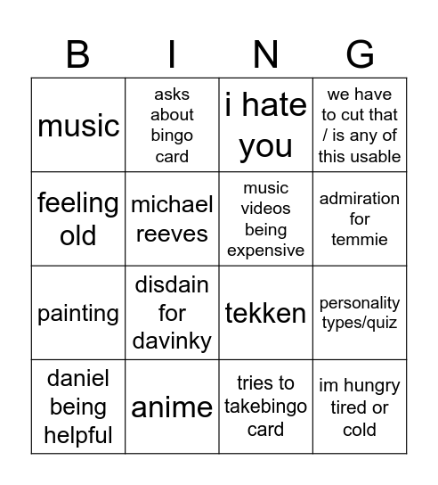 lil Bingo Card