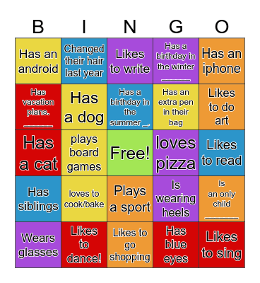 Ice-Ice Breaker! Bingo Card