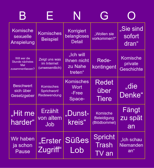 Bingo Benno v1.1 Bingo Card