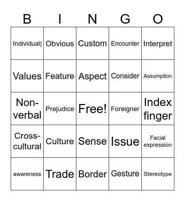 Chapter 6 Bingo! Bingo Card