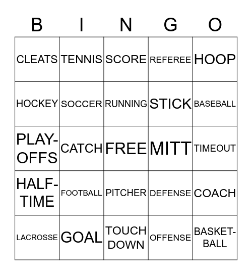 SPORTS BINGO Card