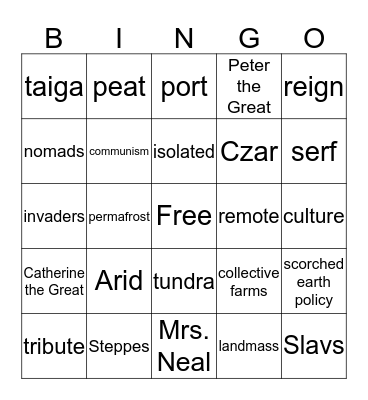 World Culture Bingo Card